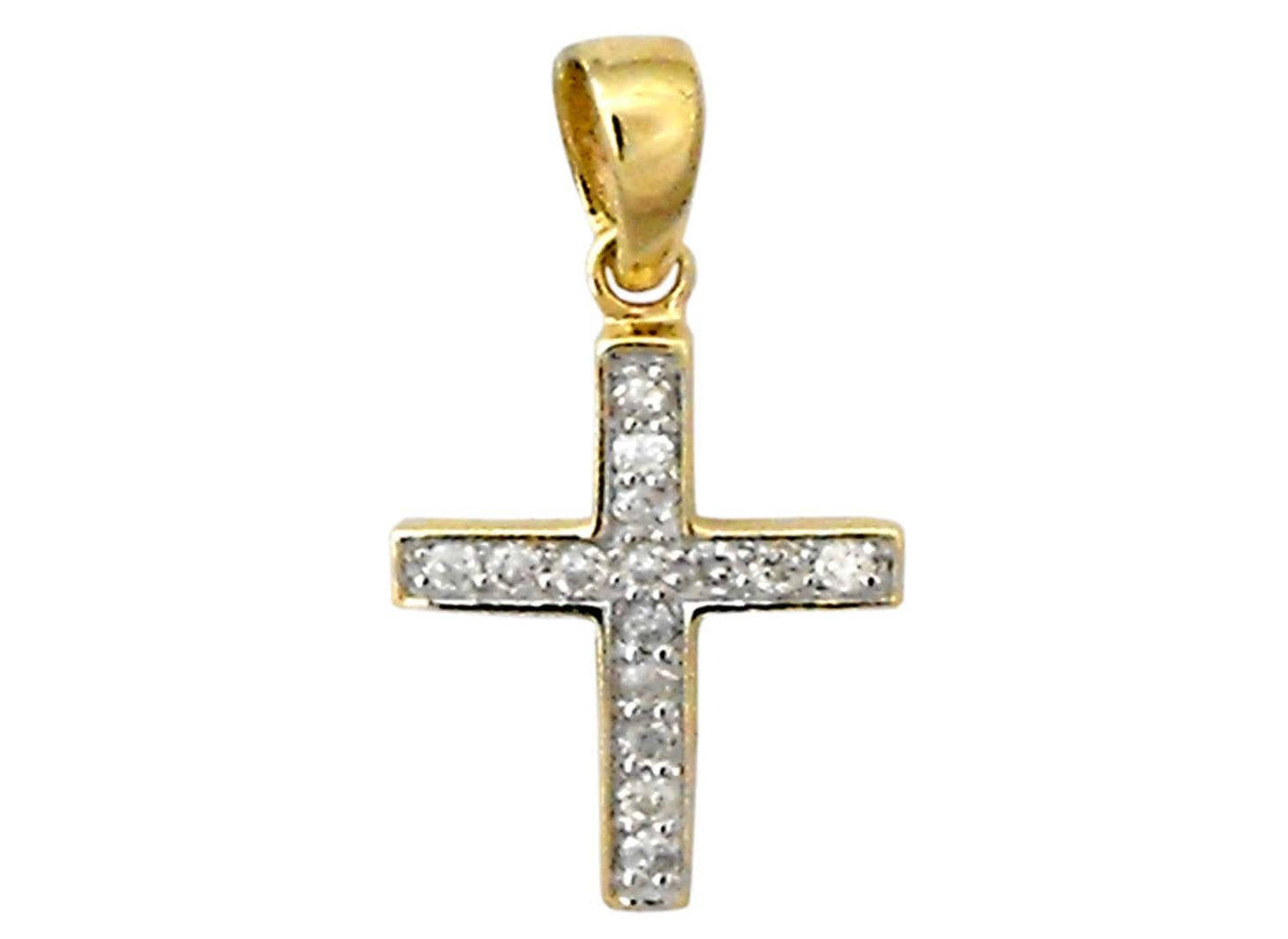 YG Diamond Cross Pendant 15D=0.11ct. 13x10mm