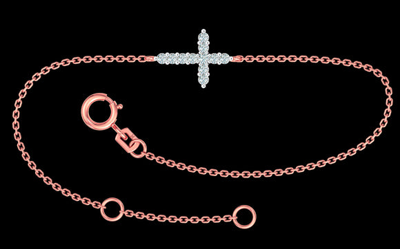 9k Diamond Cross Bracelet