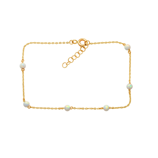 9k YG Opal Oval Link Bracelet 19cm