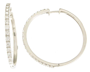 9k YG Diamond Round Huggie Earrings 46D=0.90ct 1.8mm Wide