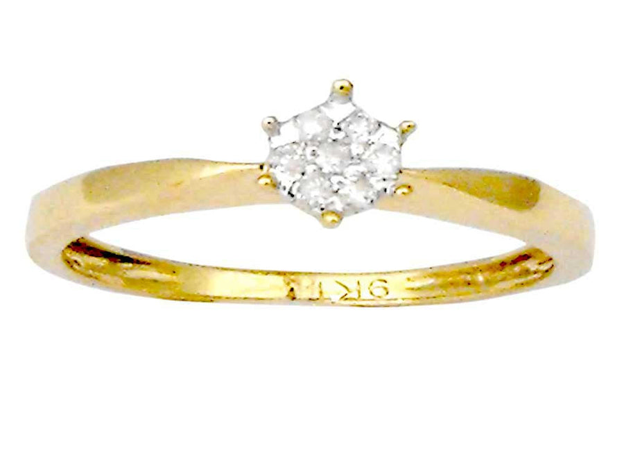 9k YG Diamond Dress Ring  7D = 0.07ct  Size Q