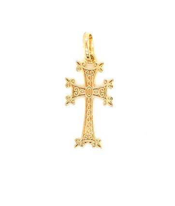9k YG Fancy Flat Cross 22x12mm