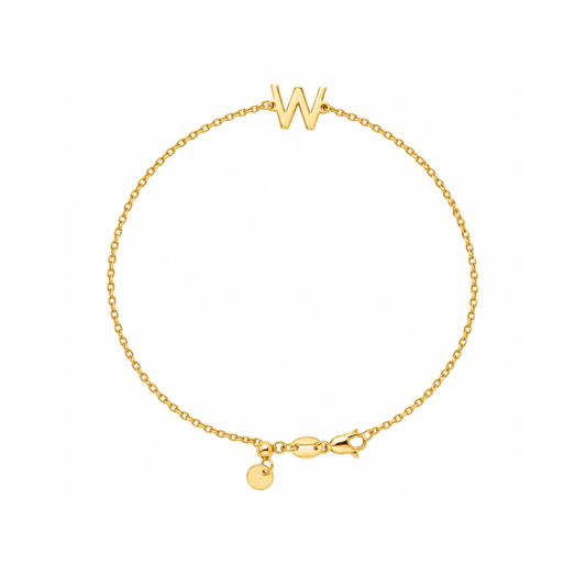 9k YG Letter W Trace Chain (1.1mm)