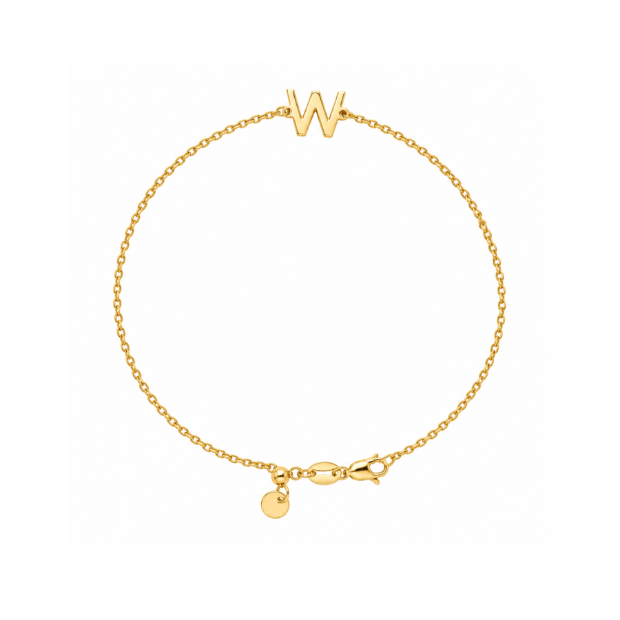 9k YG Letter W Trace Chain (1.1mm)
