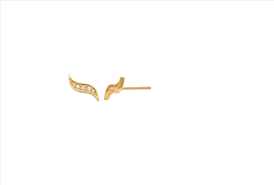 9k YG 5xCZ Stud Earrings 10x2mm