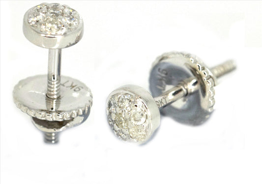 9k WG Diamond Bezel Stud Earrings 14D=0.13ct Screw Back Butterflies 4.5mm