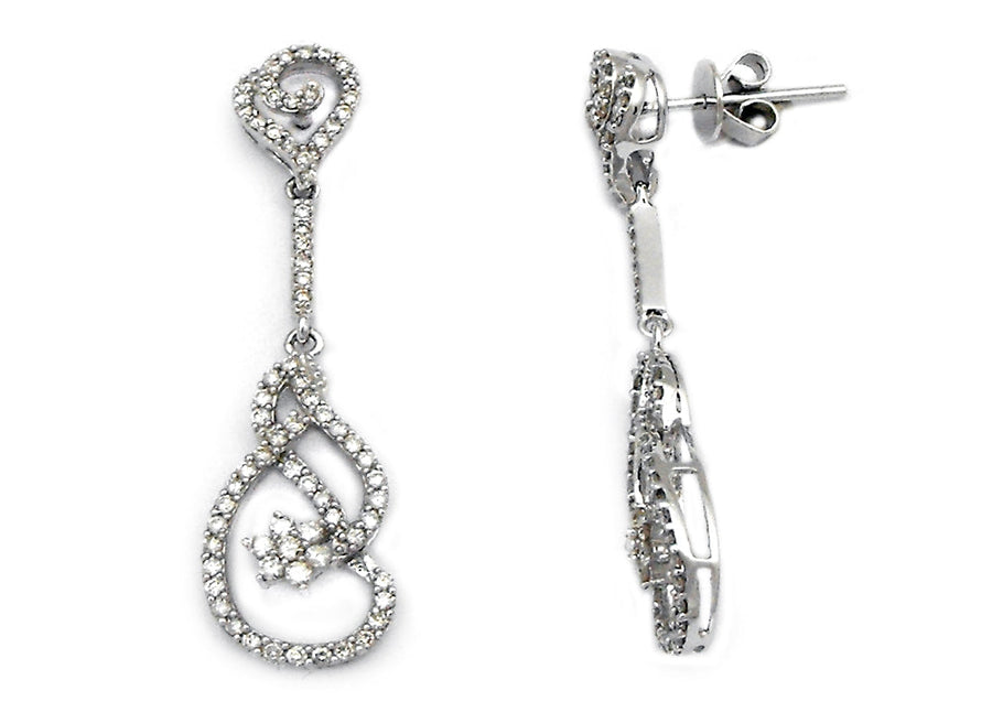 18k WG Diamond Fancy Drop Stud Earrings 148D=0.80ct