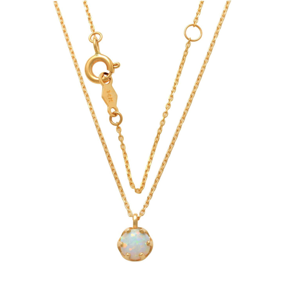 9k YG 5.5mm Opal Pendant with Oval Link Chain 45cm with O-Ring at 42cm