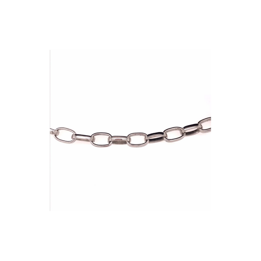 9k WG Italian Solid Oval Belcher Chain with 8.4 x 5.5mm link 45cm . Approx 19.4g