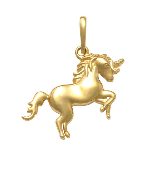 9k YG Unicorn Pendant 13mm