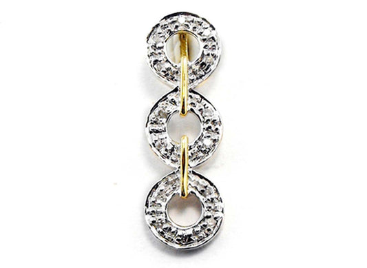 9k YG Diamond Triple Drop Circle Pendant 23x7mm