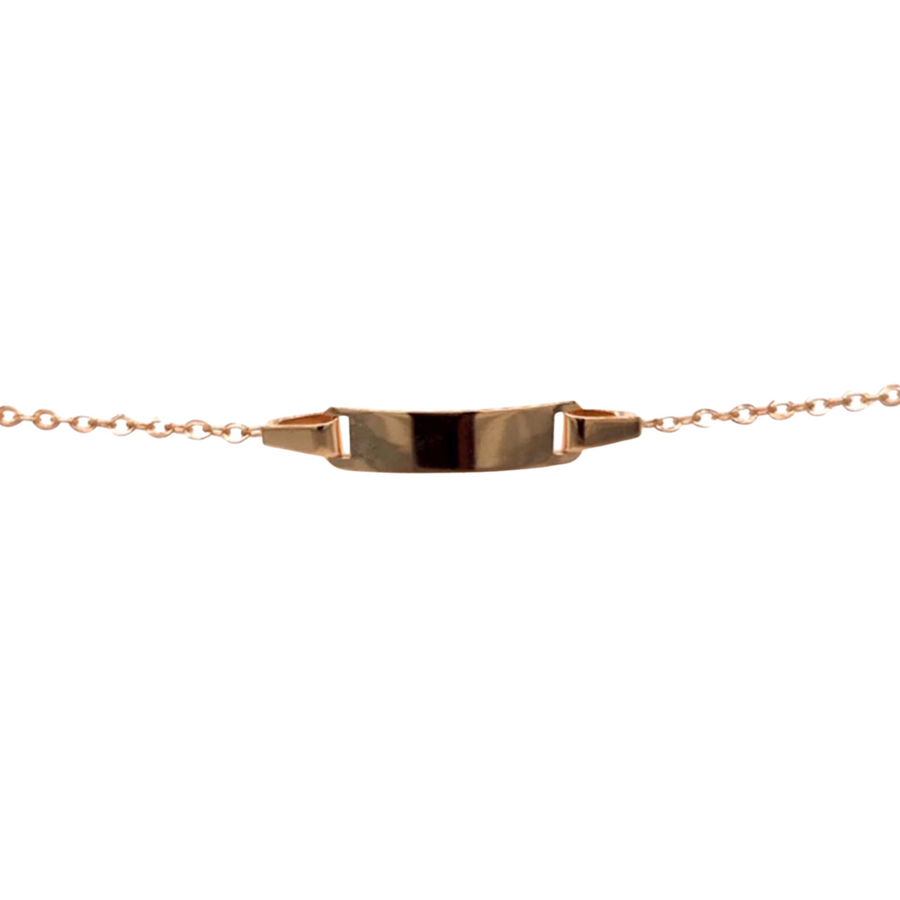 9k YG Italian Solid Oval Link ID Bracelet 1.3mm wide 17cm . O-Ring at 15cm Approx 1.5g