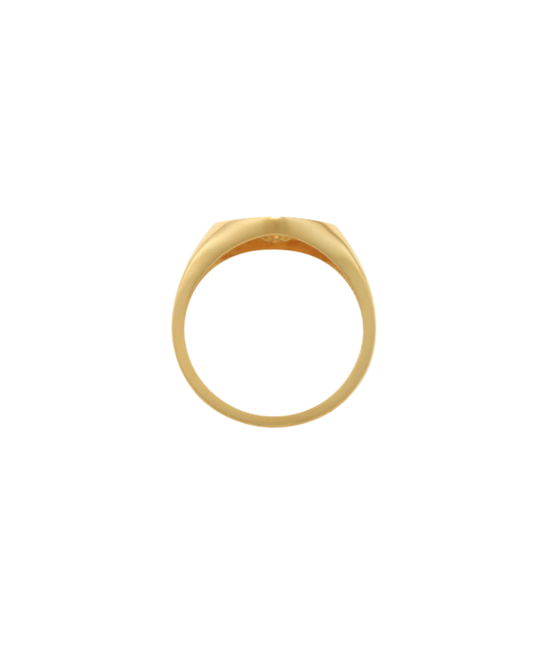 9k YG Diamond Shape Signet Ring 7.6mm x 12mm. Size N