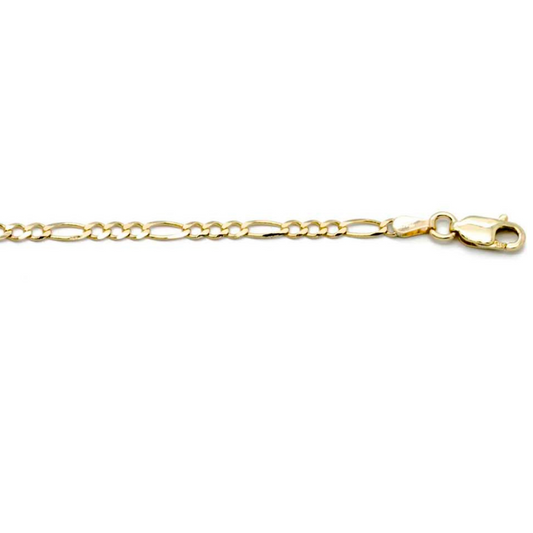 9k YG Italian 1x3 Figaro Chain 2.2mm wide (priced per gram)