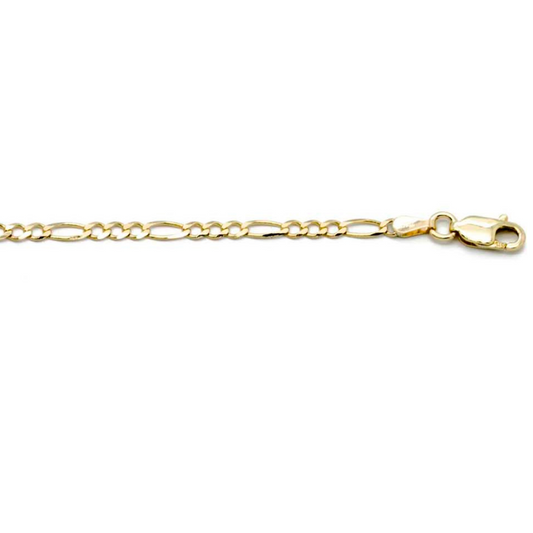 9k YG Italian Solid 3 x 1  Figaro Chain 2.2mm wide 60cm.   Approx 5.7g.