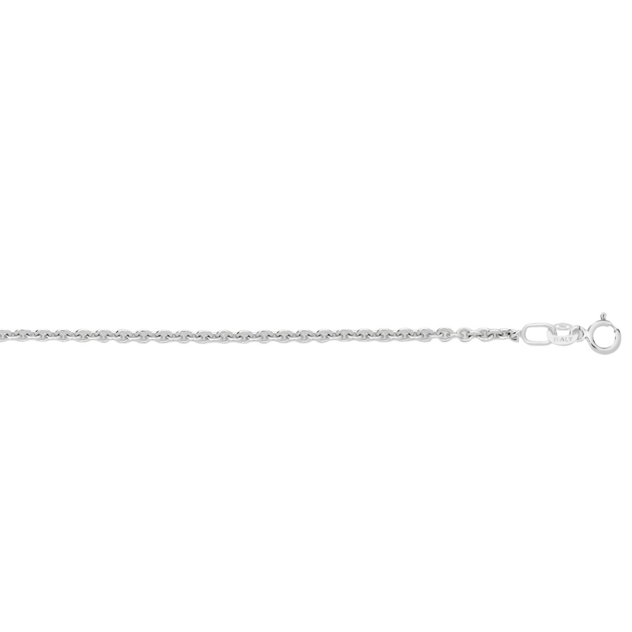 9k WG Italian Solid Oval Link Chain 0.9mm wide 45cm.