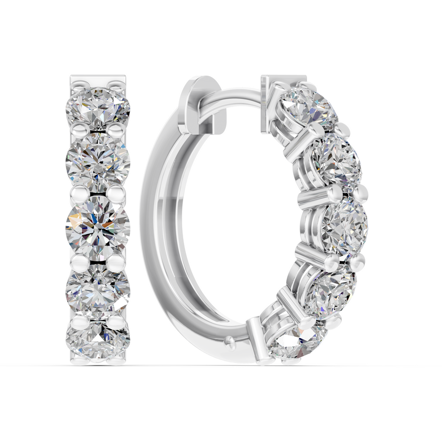 9k WG Lab Diamond Huggies, 12mm.  10D=2.0ct  3.75mm wide