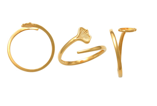 9k YG Ginko Leaf Ring. Size M