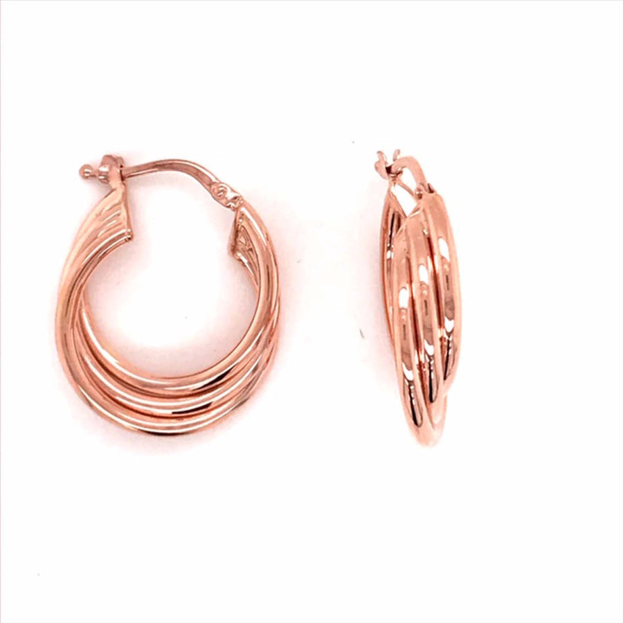 9k RG Round Hoop Earrings 16mm Diameter. Triple Round Tubes 1.8mm Wide