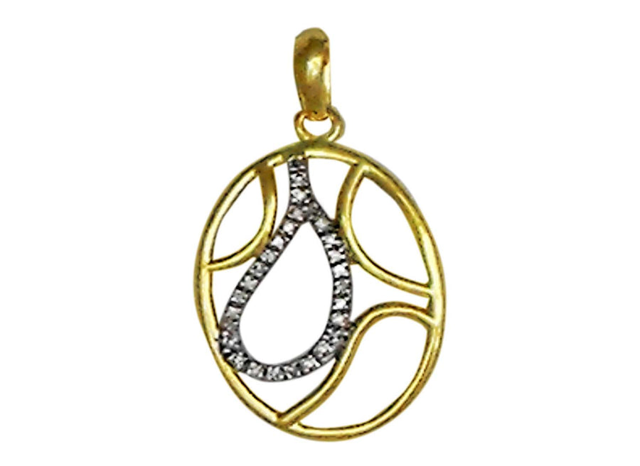 9k YG Diamond Oval Pendant 28D=0.10ct Grain Set . Meas. 20mm x 15mm