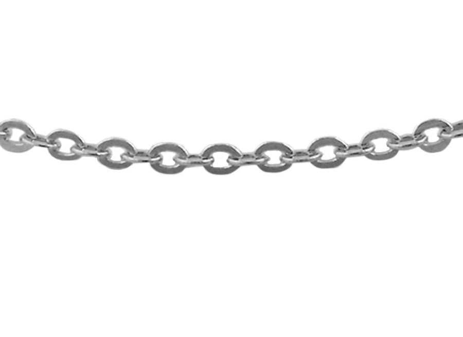 18k WG Italian Solid  Oval Link Chain 1.3mm wide 65cm Adjustable.  Approx 3.9g