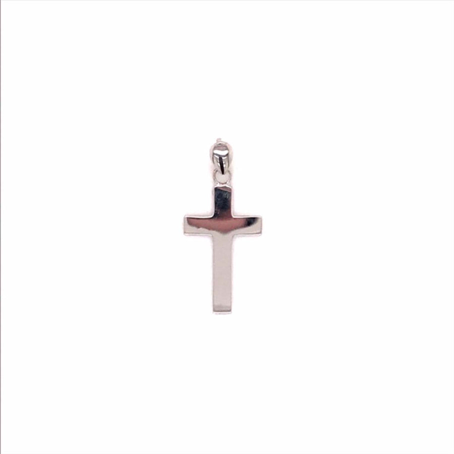 9k WG Solid Flat Squared Cross Pendant (Replaces 9kCR882) . 20mm x 12mm