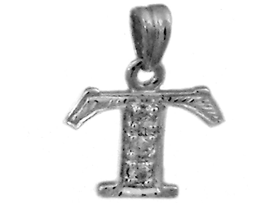 9k WG Diamond Block Letter Pendant T with 3D = 0.06ct 10mm