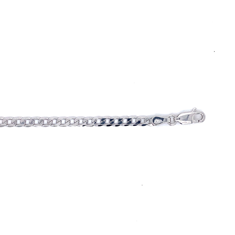 9k WG Italian Solid Flat Curb Bracelet 3.4mm wide 21cm . Approx 4.05g