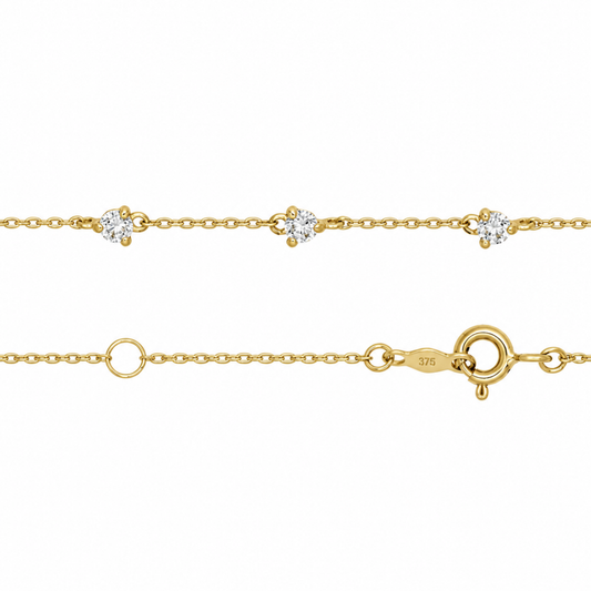 9k YG Pendant Oval Link Chain (45cm)