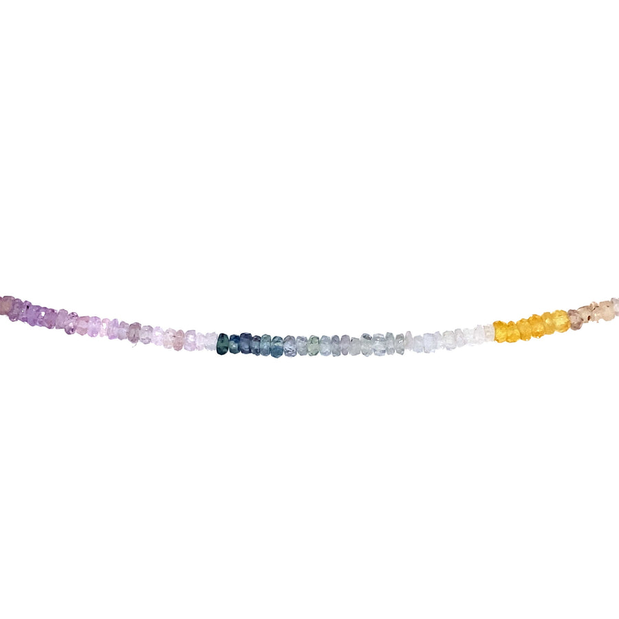 18k WG Multi-Coloured Sapphire Faceted Bead Chain 45cm (incl 2cm adjustable links) approx 36.3ct