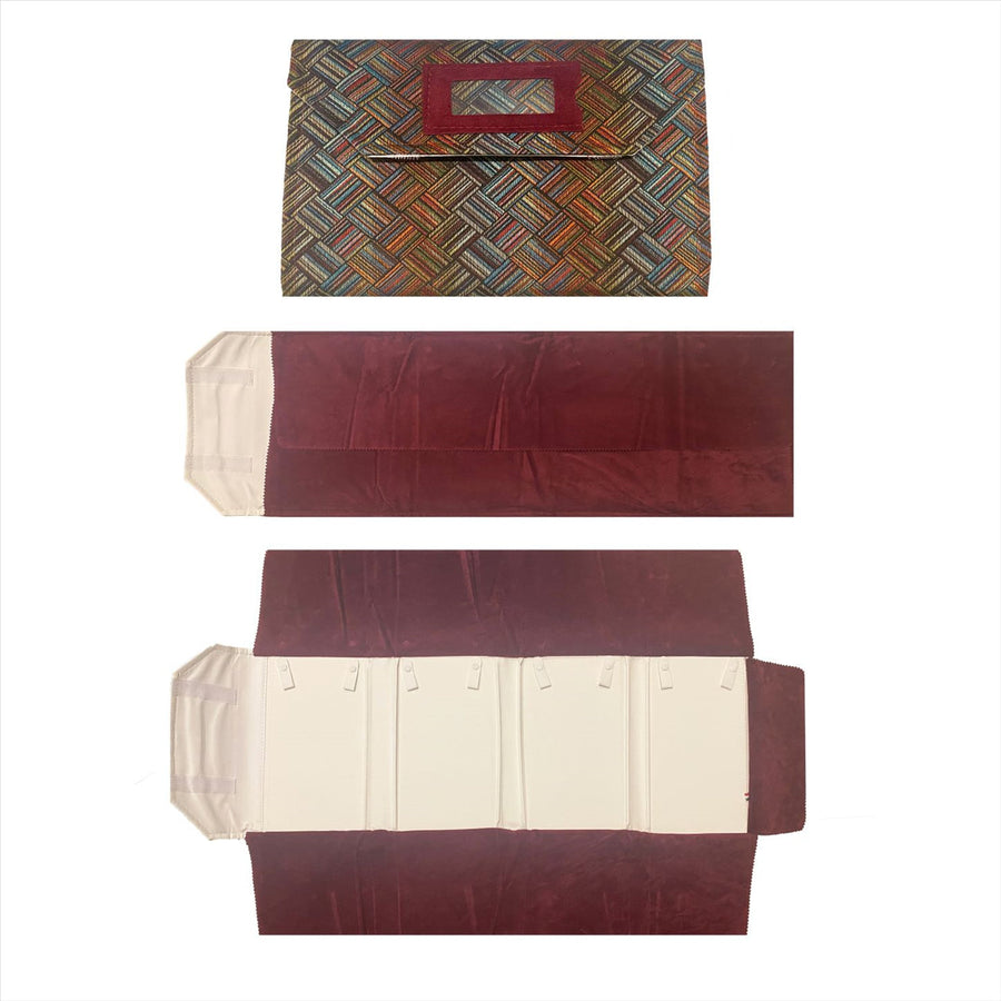 Italian made Fabric Jewellery roll for Collars with 4 places.