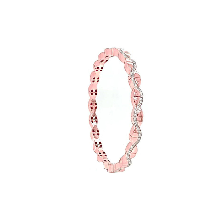 9k RG Expandable Bracelet with Diamond Wave, 154D = 0.77ct, SI1 G. 55mm