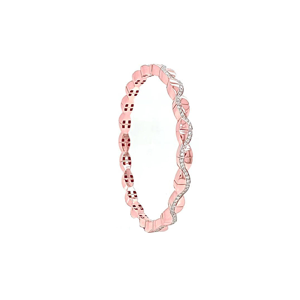 9k RG Expandable Bracelet with Diamond Wave,