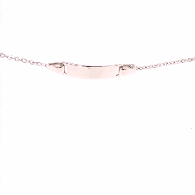 9k WG Italian Solid Oval Link ID Bracelet 1.3mm wide 17cm O-Ring at 15cm Approx 1.5g