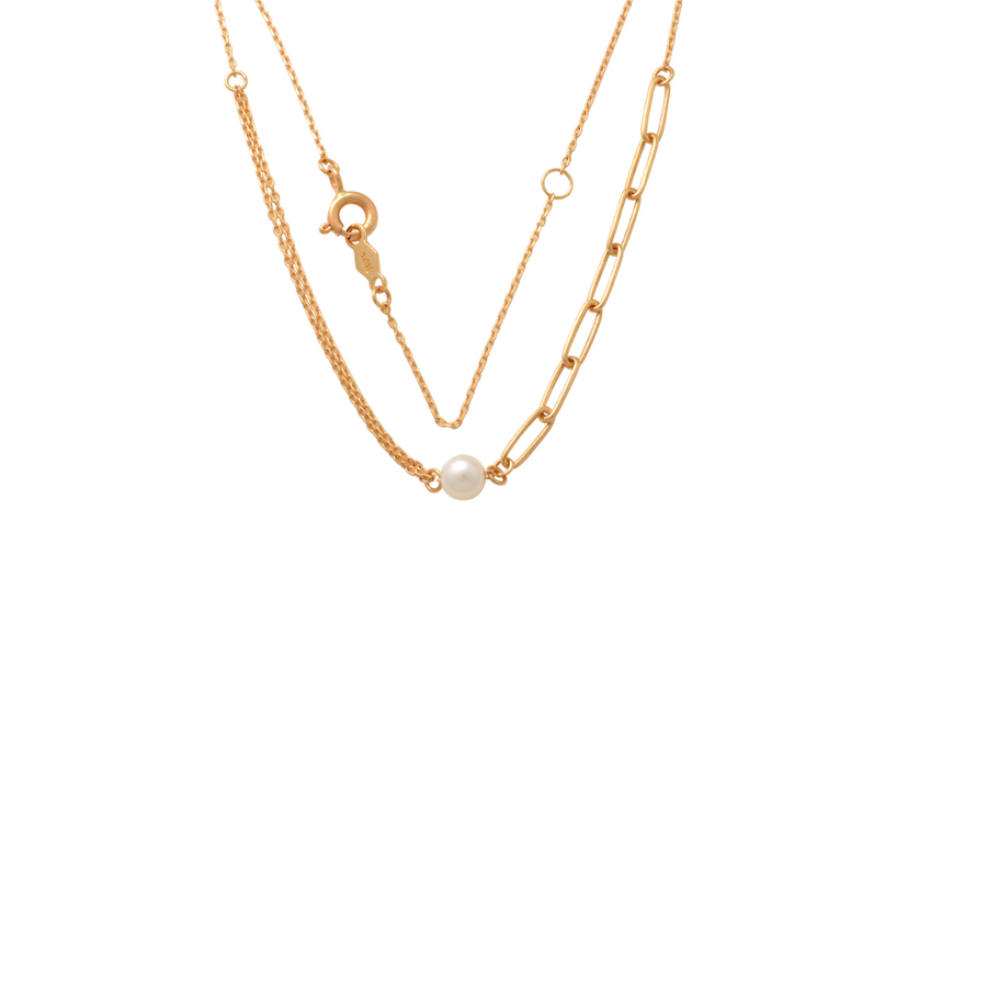 9k YG 4mm FWP with Oval Link and Paperclip Chain 45cm Incl 3cm adjustable links