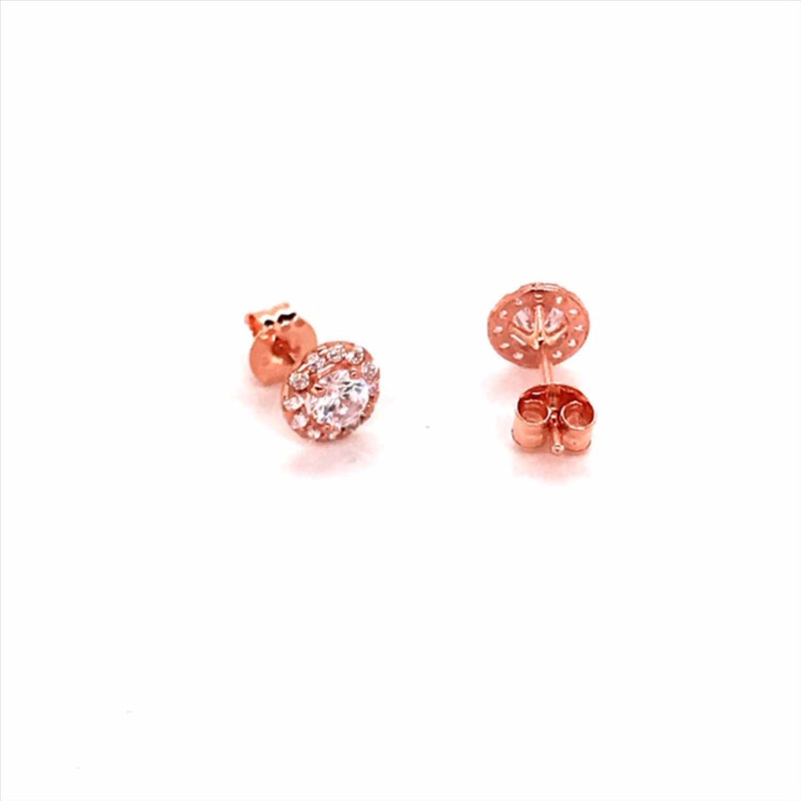 9k RG CZ Circle Cluster Stud Earrings 6mm