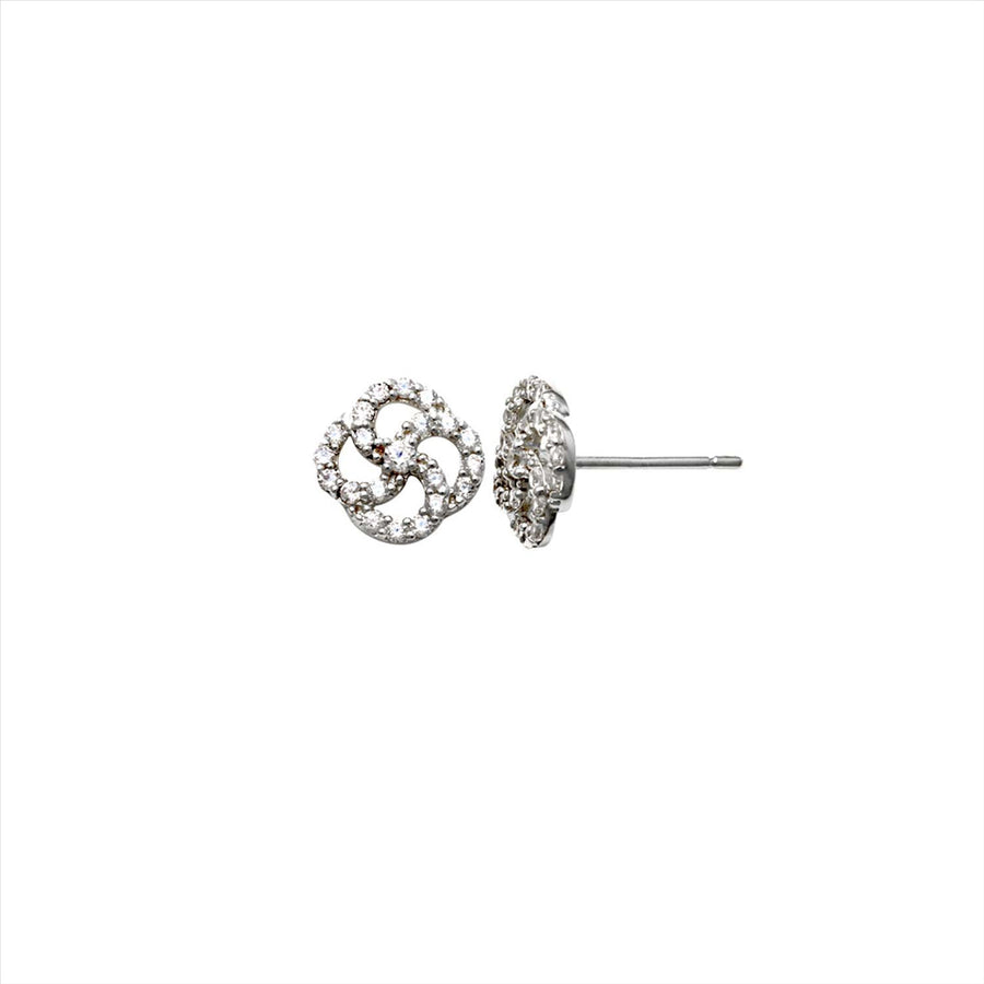 9k WG CZ Flower Stud Earrings 7.5mm