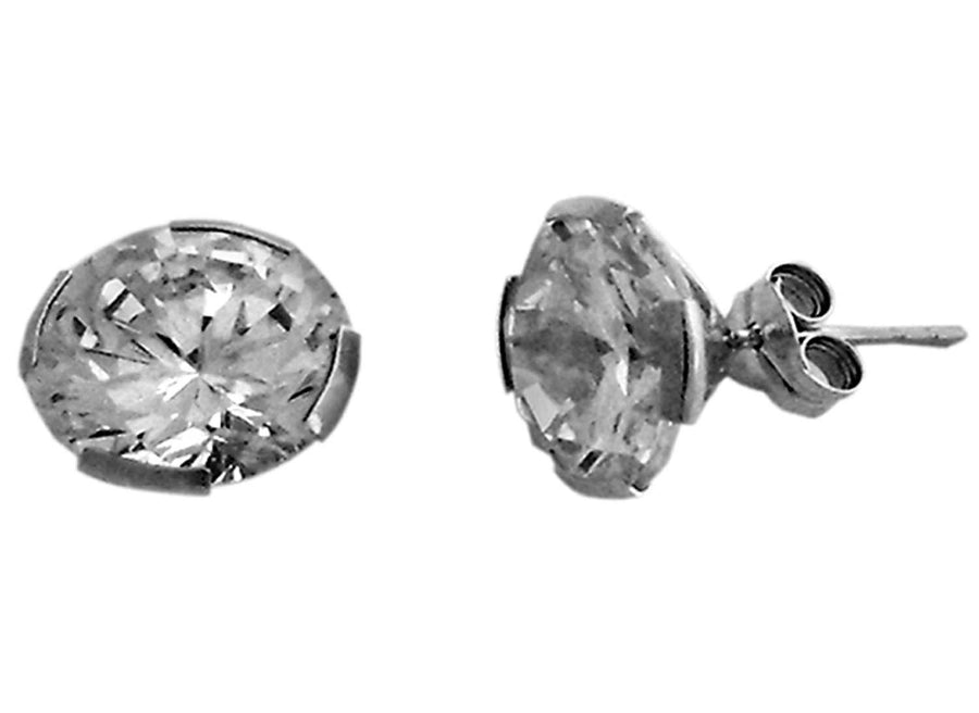 9k WG CZ Round Stud Earrings 10mm