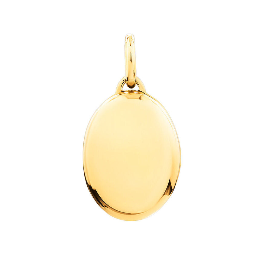 9k YG German Matte Oval Locket with polished border 11x15mm