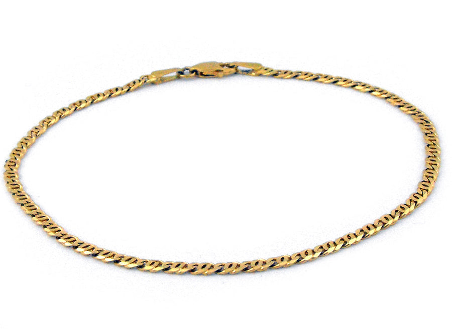 18k YG Italian Solid Birdseye/Tiger Eye Bracelet 2.4mm wide 19cm . Approx 3.5g