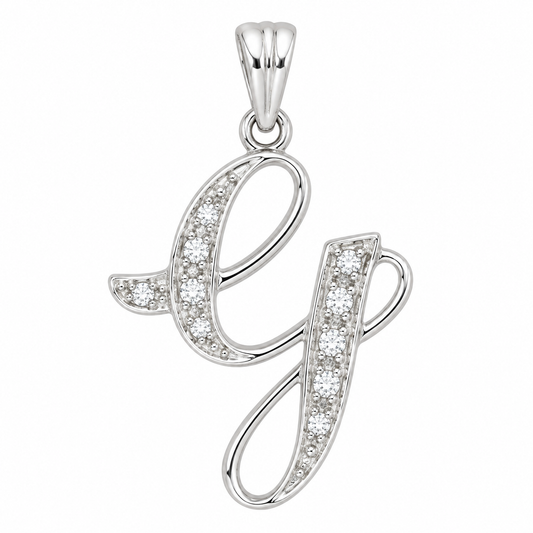 18k WG 0.06ct Diamond Script Letter Pendant (20mm)