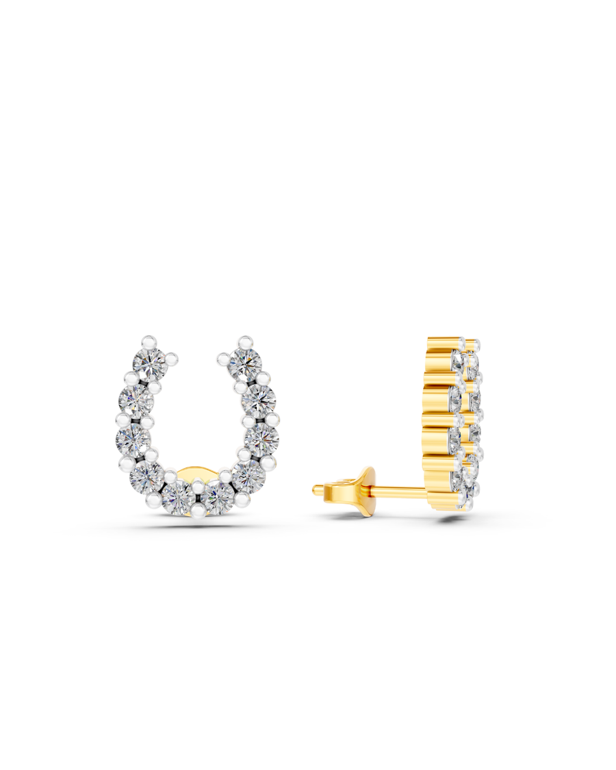 9k YG Lab Diamond Horseshoe Stud 20D=0.60ct. Meas 10x9mm