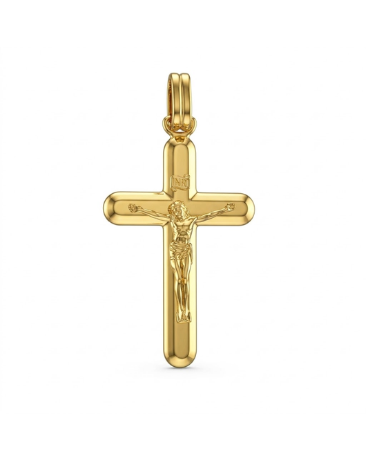 9k YG Italian Crucifixion Pendant with Closed Back 44mm x 30mm