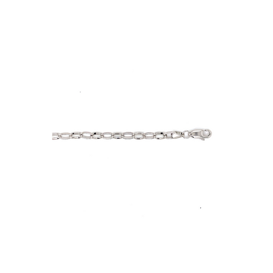 9k WG Solid Oval Belcher Bracelet with 4.0mm x 7.8mm link 55cm . Approx 19.0g