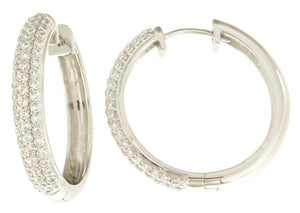 9k WG Diamond Round Huggie Earrings 116D=1.11ct