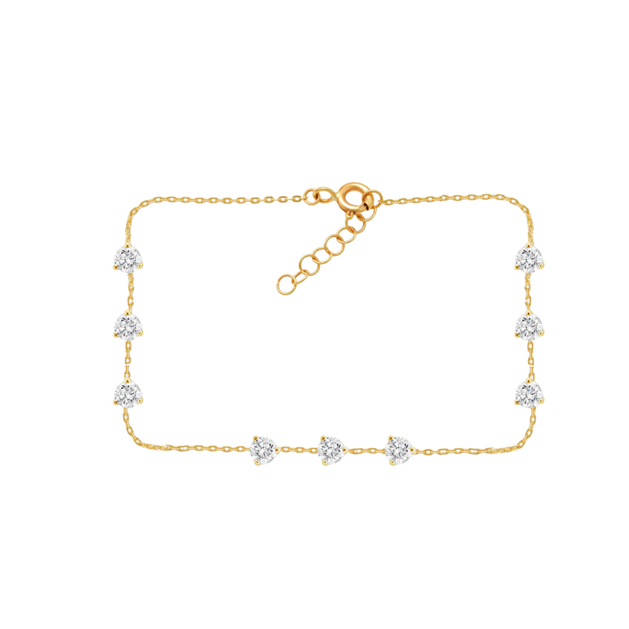 9k YG 9xCZ Pendant with Oval Link Chain, 2.8mm Pearl. 19cm with O-Ring at 17cm