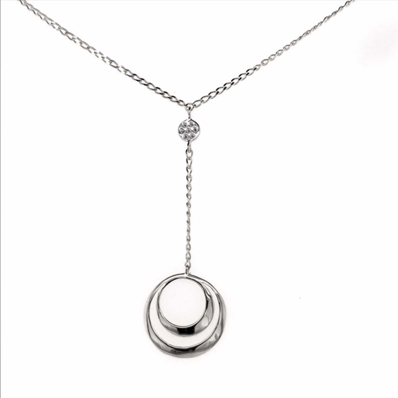 9k WG Drop Circle Diamond Pendant with Chain