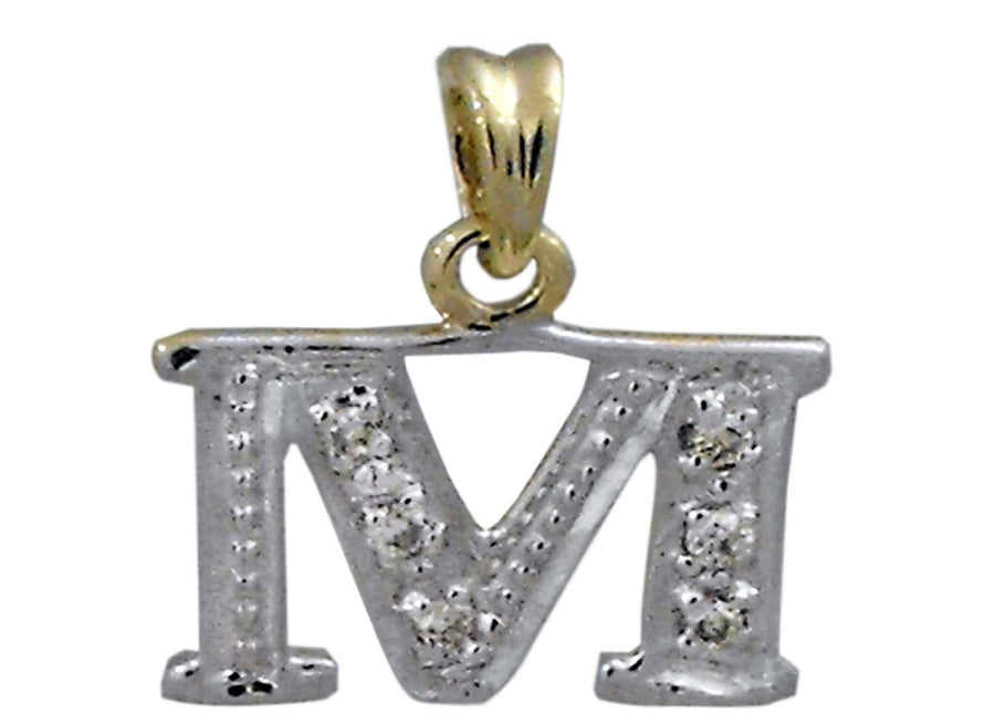 9k YG Diamond Block Letter Pendant M with 6D = 0.05ct 10mm