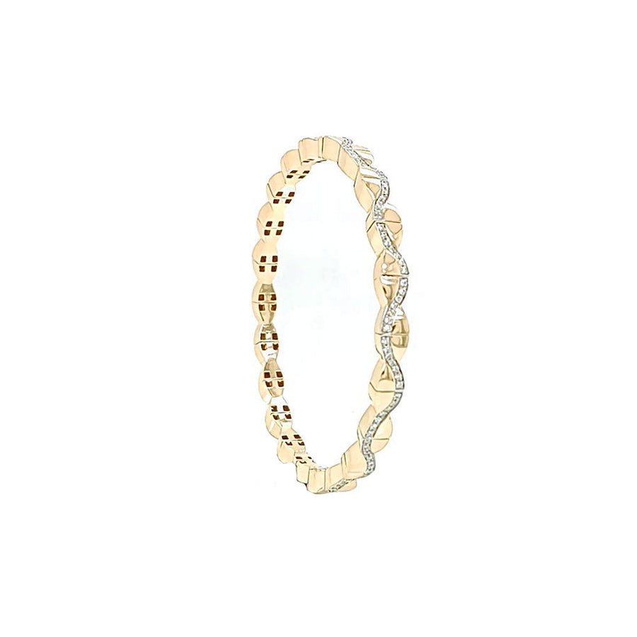 9k YG Expandable Bracelet with Diamond Wave, 154D = 0.81ct, SI1 G. 55mm