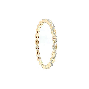 9k YG Expandable Bracelet with Diamond Wave